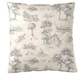 Satin Bettwäsche Toile de Jouy in Greige Freisteller Kissen #farbe_Greige