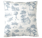 Satin Bettwäsche Toile de Jouy in Marine Freisteller Kissen #farbe_Marine