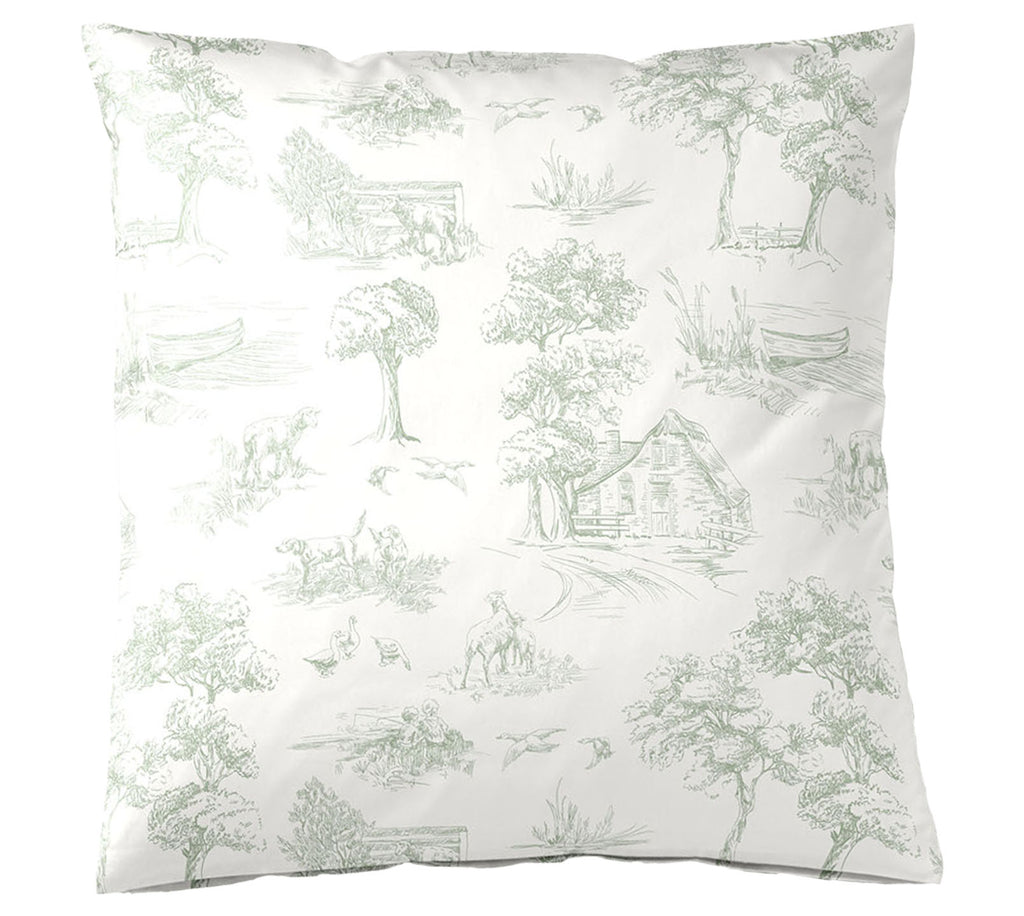 Satin Bettwäsche Toile de Jouy in Pistazie Freisteller Kissen #farbe_Pistazie