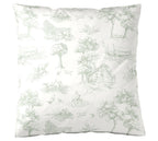 Satin Bettwäsche Toile de Jouy in Pistazie Freisteller Kissen #farbe_Pistazie