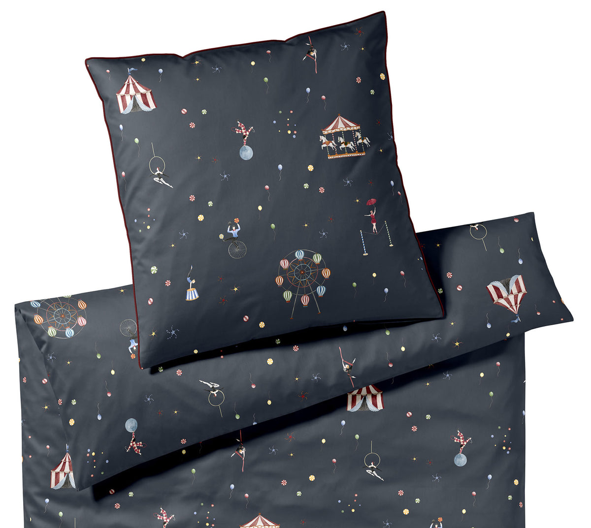 Satin Bettwäsche Variete in Anthra Zirkusmotive Freisteller #farbe_Anthra