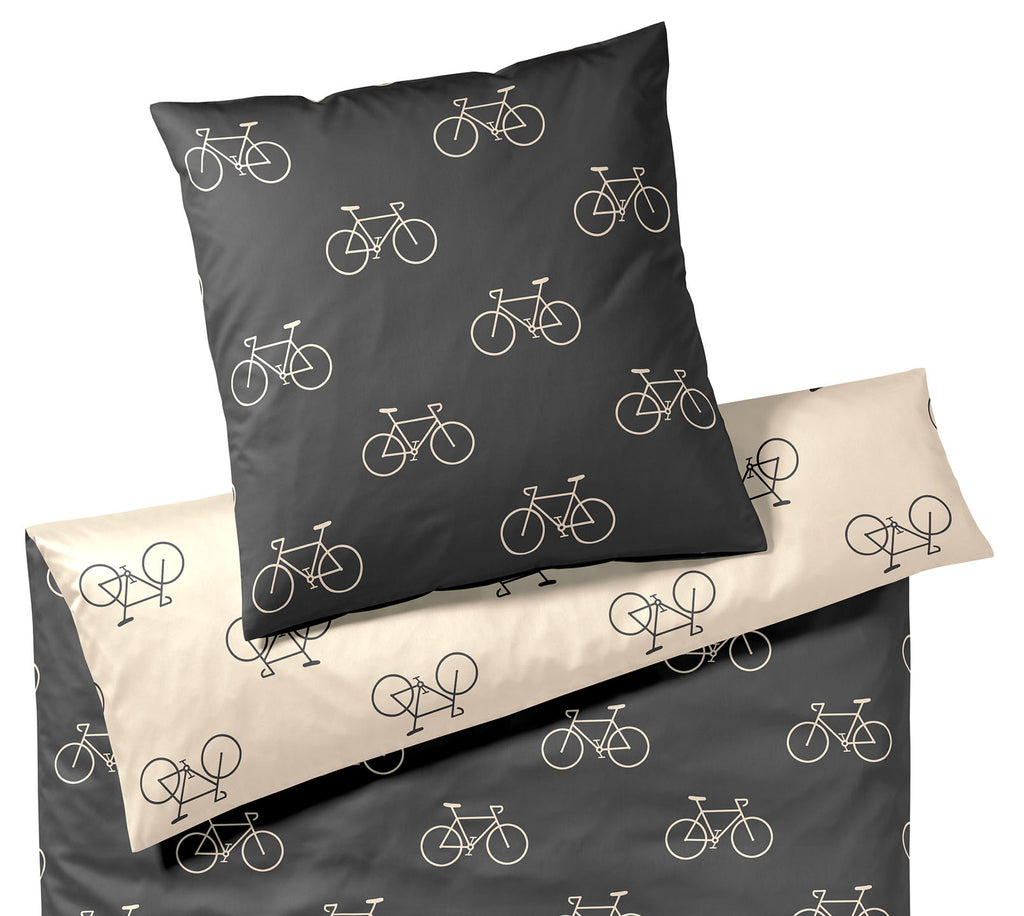 Satin Wende Bettwäsche Velo in Anthra Fahrrad Freisteller #farbe_Anthra