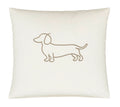 Satin Kissen 40x40 Companion in Natur-Beige Hundesilhouette Stickerei #farbe_Natur-Beige Kissen