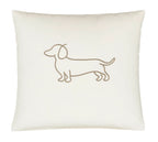Satin Kissen 40x40 Companion in Natur-Beige Hundesilhouette Stickerei #farbe_Natur-Beige Kissen