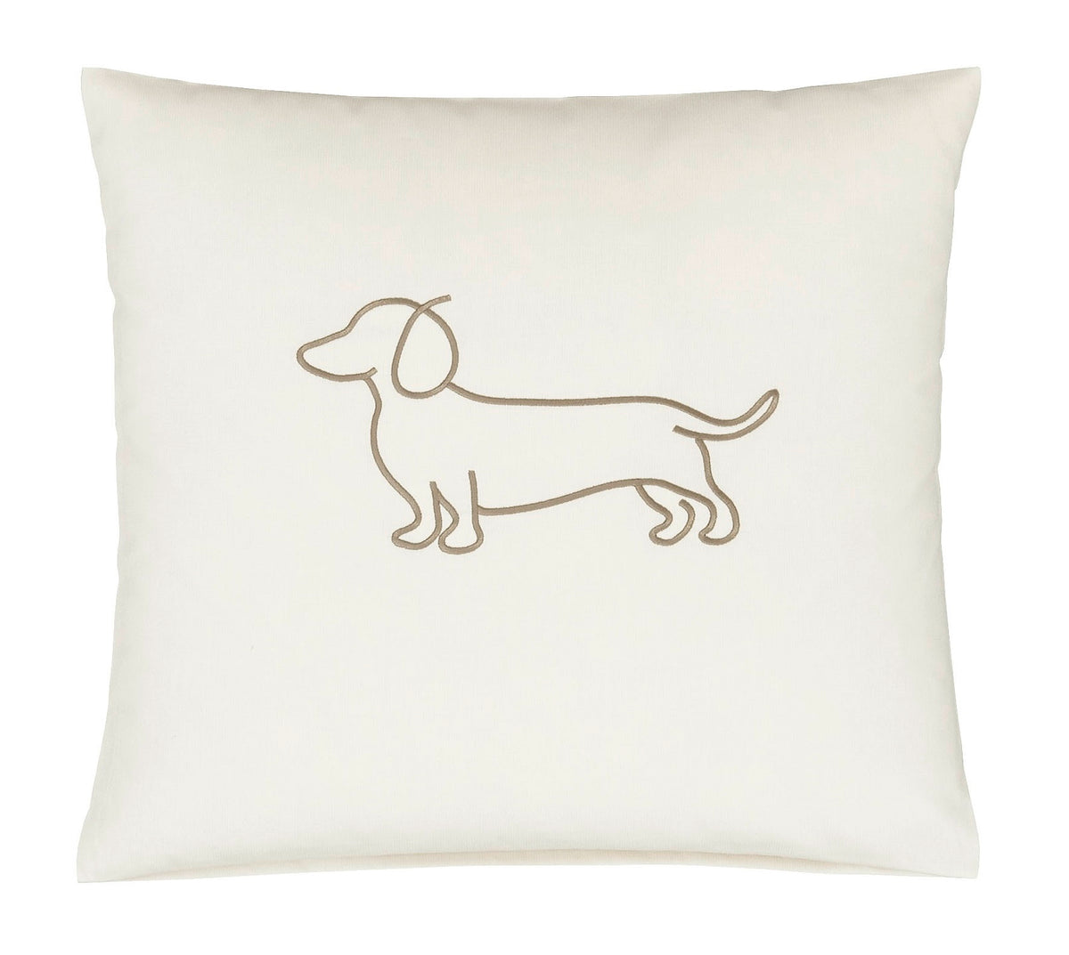 Satin Kissen 40x40 Companion in Natur-Beige Hundesilhouette Stickerei #farbe_Companion Natur-Beige Kissen