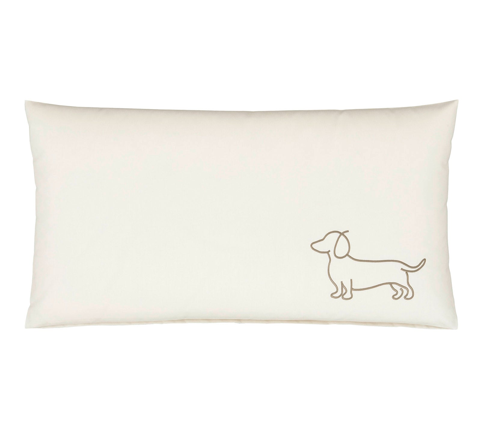 Satin Kissen 40x80 Companion in Natur-Beige Hundesilhouette Stickerei #farbe_Companion Natur-Beige Kissen