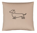 Satin Kissen 40x40 Companion in Schwarz-Beige Hundesilhouette Stickerei #farbe_Schwarz-Beige Kissen