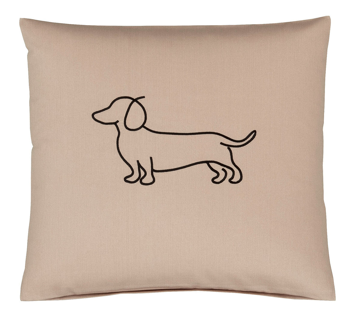 Satin Kissen 40x40 Companion in Schwarz-Beige Hundesilhouette Stickerei #farbe_Companion Schwarz-Beige Kissen