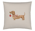Satin Kissen Eddie in Sand Freisteller Dackelmotiv #farbe_Sand