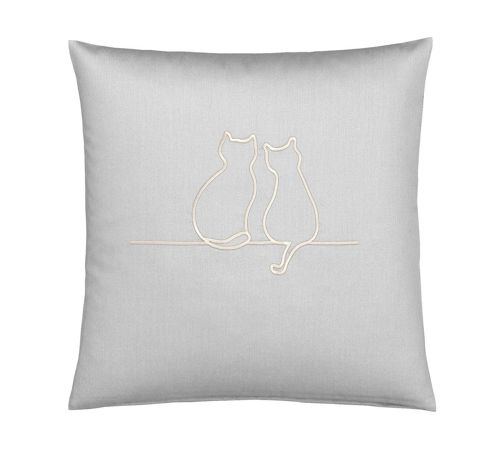 Satin Kissen 40x40 It´s You & Me in Creme Katzensilhouette Stickerei  40x80cm #farbe_It s You and Me Creme Kissen