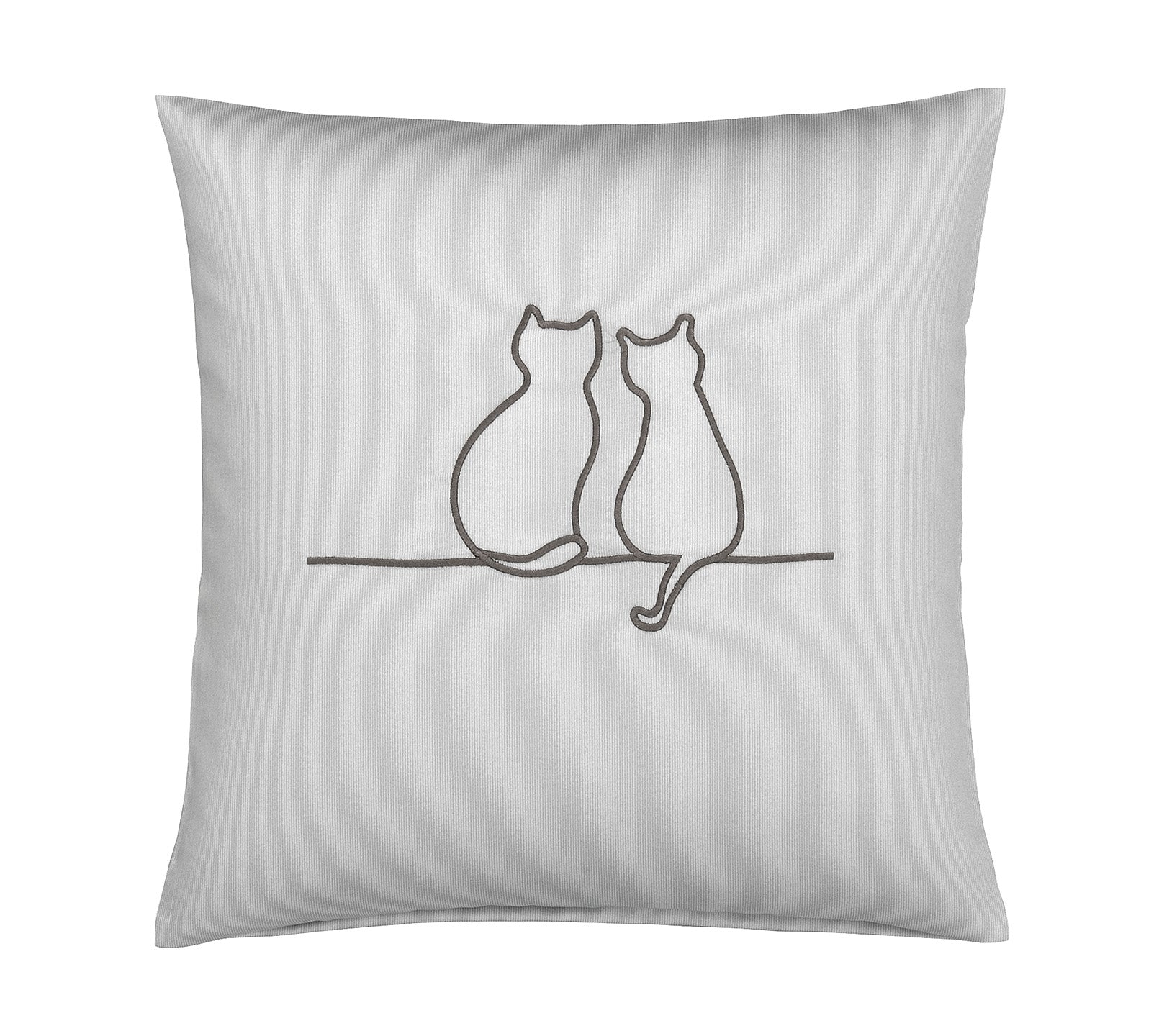 Satin Kissen 40x40 It´s You & Me in Anthrazit Katzensilhouette Stickerei  40x80cm Detail #farbe_It s You and Me Anthrazit Kissen