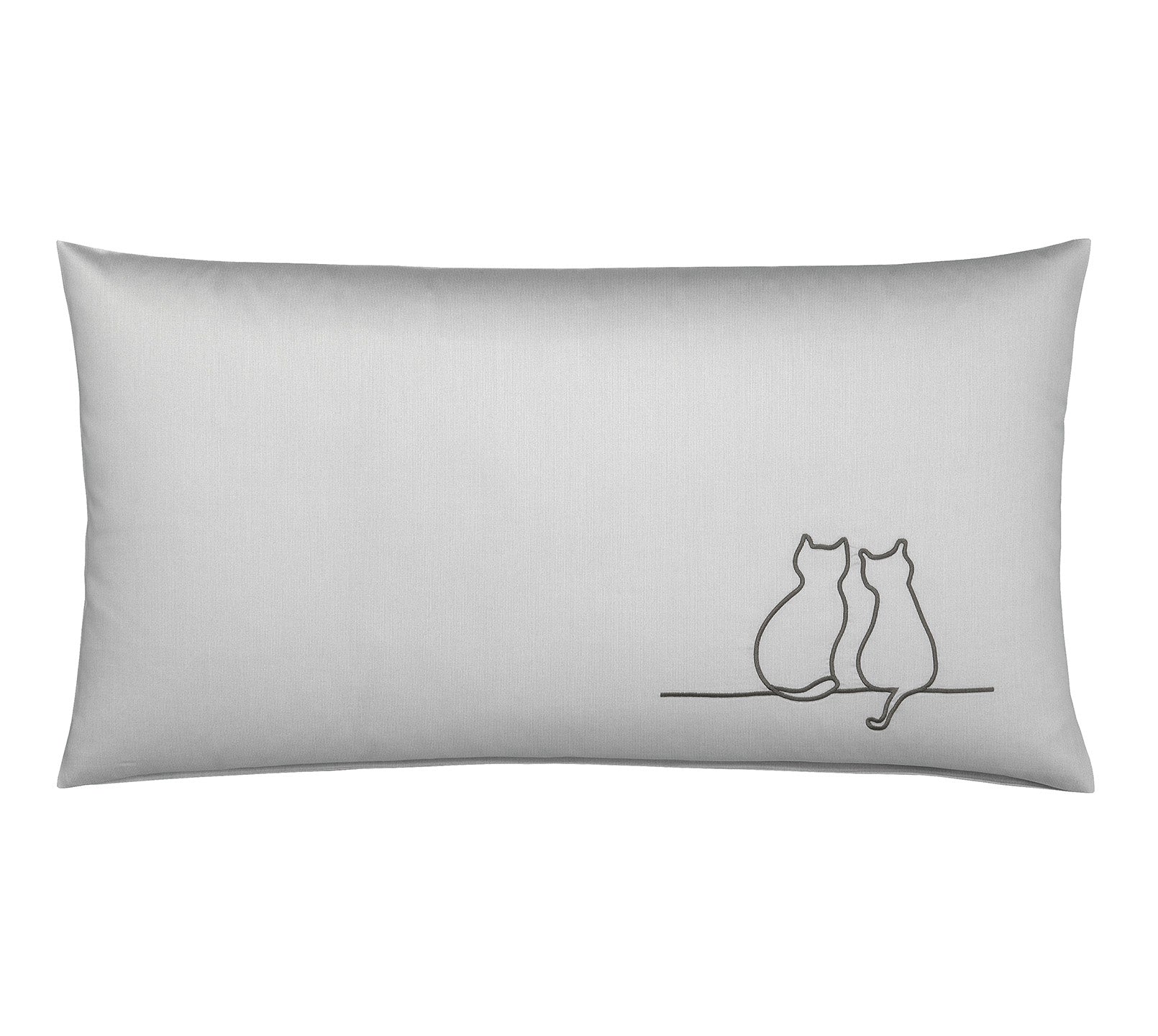 Satin Kissen 40x80 It´s You & Me in Anthrazit Katzensilhouette Stickerei  40x80cm #farbe_It s You and Me Anthrazit Kissen