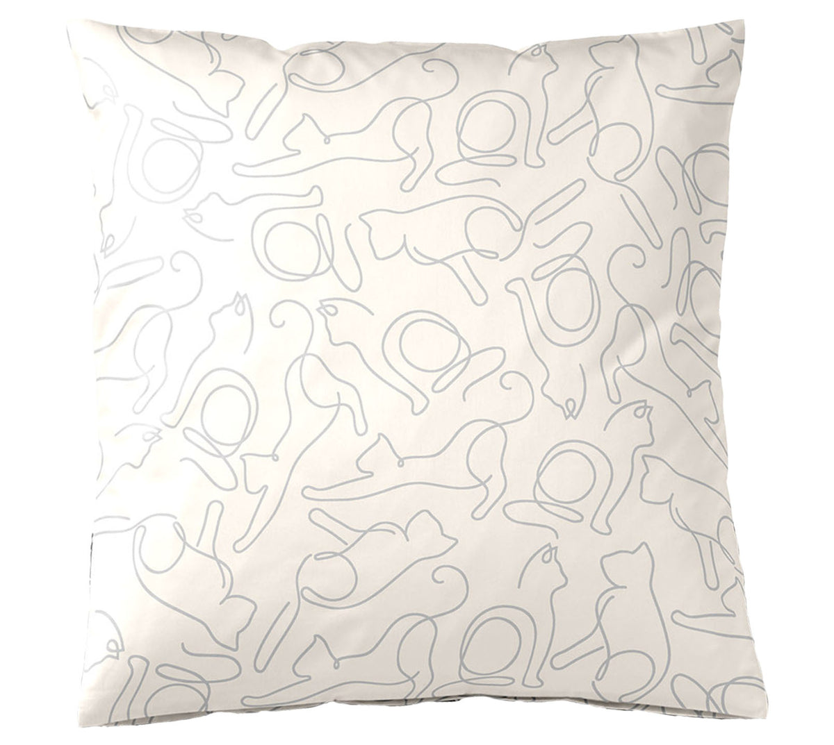 Satin Wende Bettwäsche Cats in Creme-Grau Freisteller Kissen