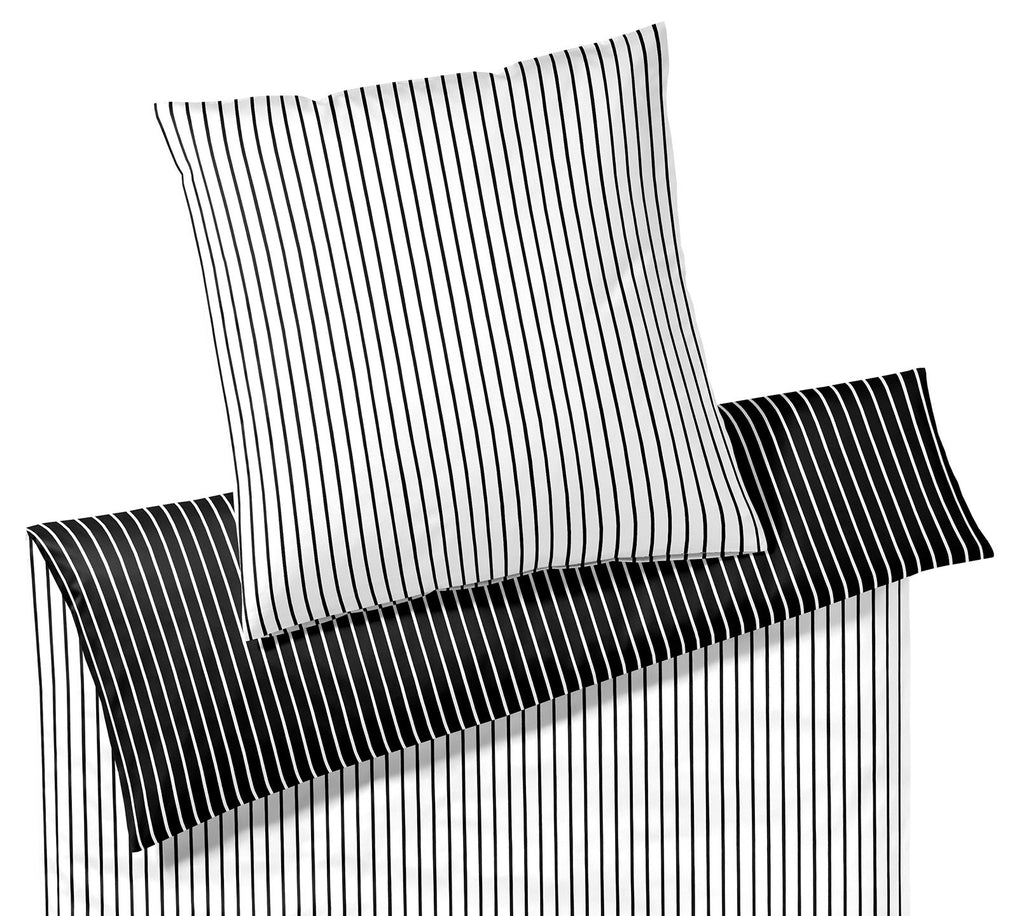 Satin Wende-Bettwäsche Lined Streifen Freisteller #farbe_Schwarz-Weiß
