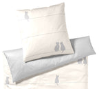 Satin Wende-Bettwäsche You & Me in Creme-Grau Katzenmotiv Freisteller #farbe_Creme