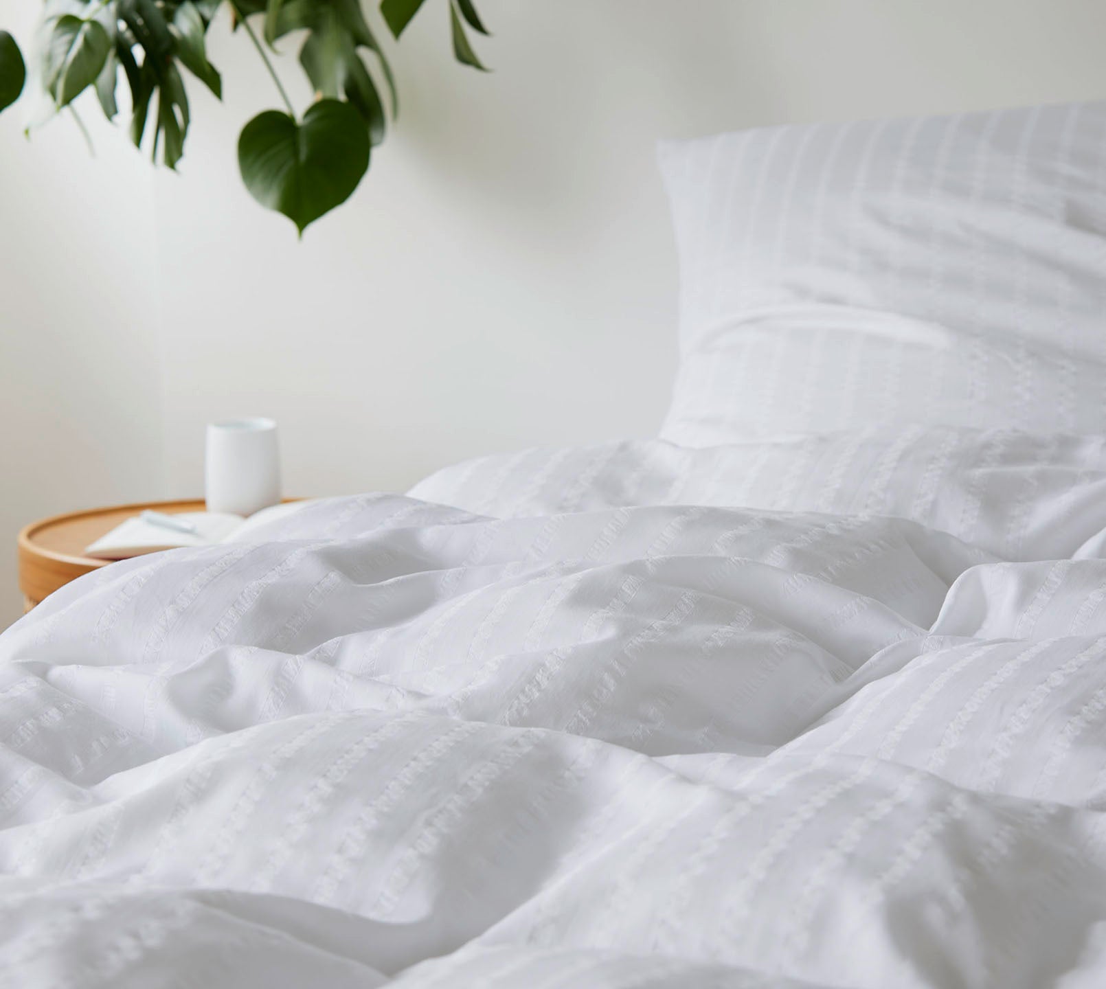 Seersucker Bettwäsche Chelsea in Weiß Streifen Schlafzimmer #farbe_Chelsea Weiß