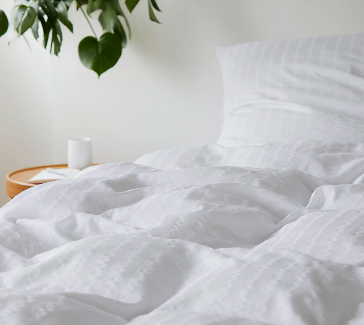 Seersucker Bettwäsche Chelsea in Weiß Streifen Schlafzimmer #farbe_Chelsea Weiß