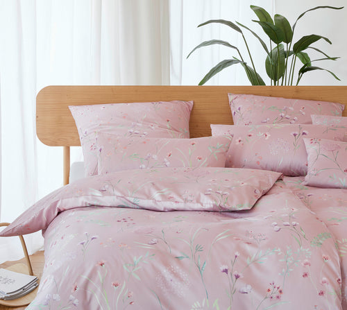 Seiden Satin Bettwäsche Deluxe in Blush Blumen Schlafzimmer #farbe_Blush