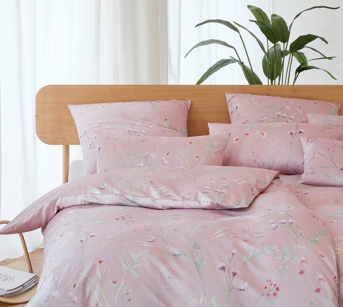 Seiden Satin Bettwäsche Deluxe in Blush Blumen Schlafzimmer #farbe_Deluxe Blush