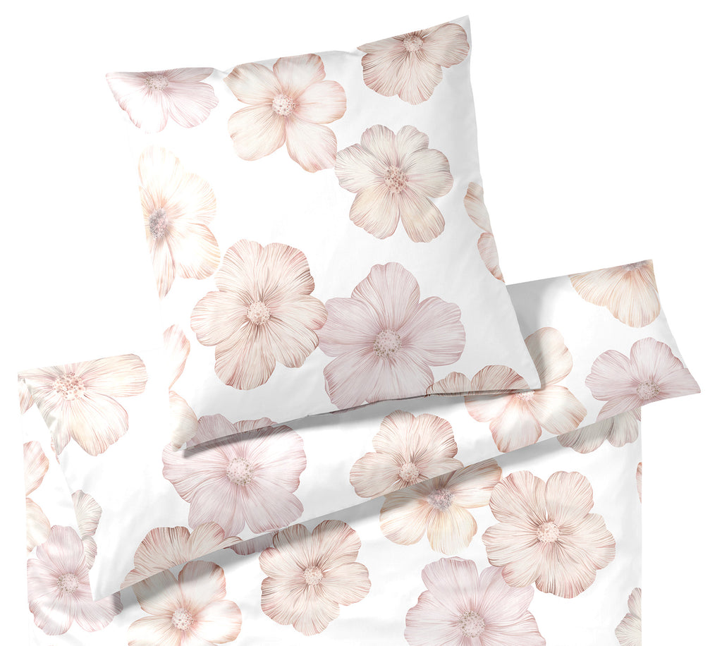 Seiden Satin Bettwäsche Devine in Weiß Blüten Freisteller #farbe_Weiß-Rose