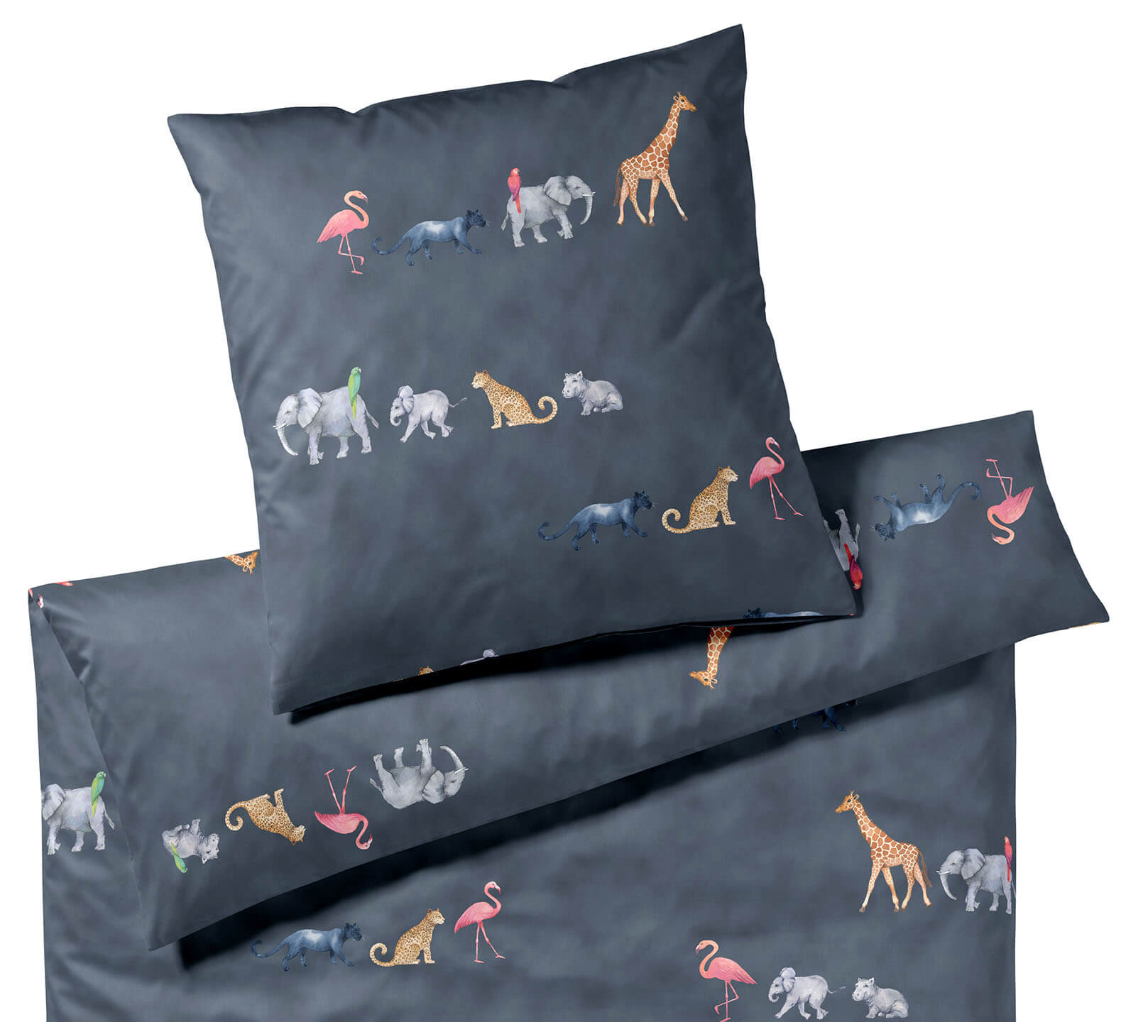 Seiden Satin Bettwäsche Parade in Mitternachtsblau Tiermotive Freisteller #farbe_Parade Mitternachtsblau