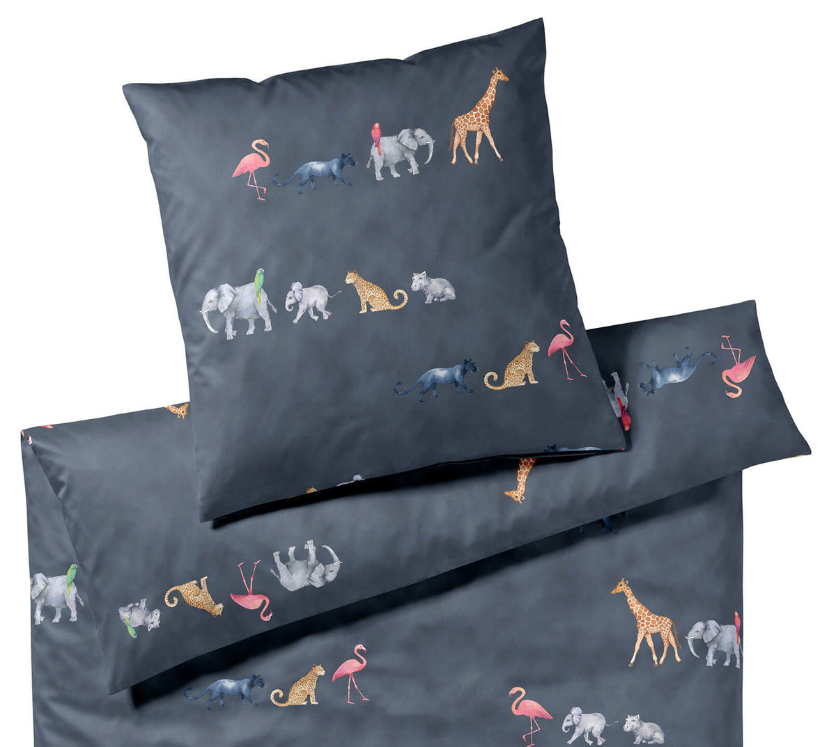 Seiden Satin Bettwäsche Parade in Mitternachtsblau Tiermotive Freisteller #farbe_Parade Mitternachtsblau