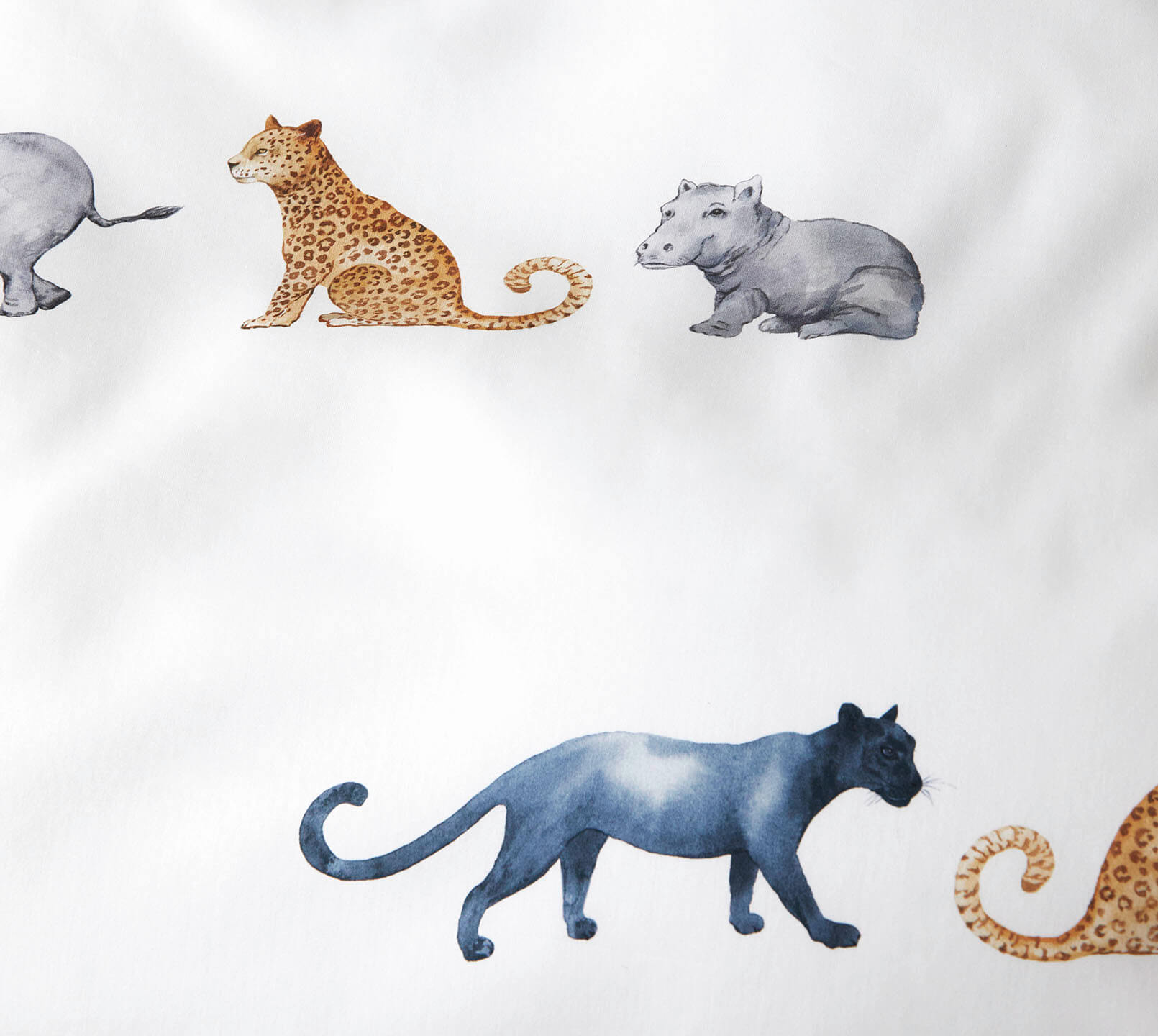 Seiden Satin Bettwäsche Parade in Weiß Tiermotive Detail 4 #farbe_Parade Weiß