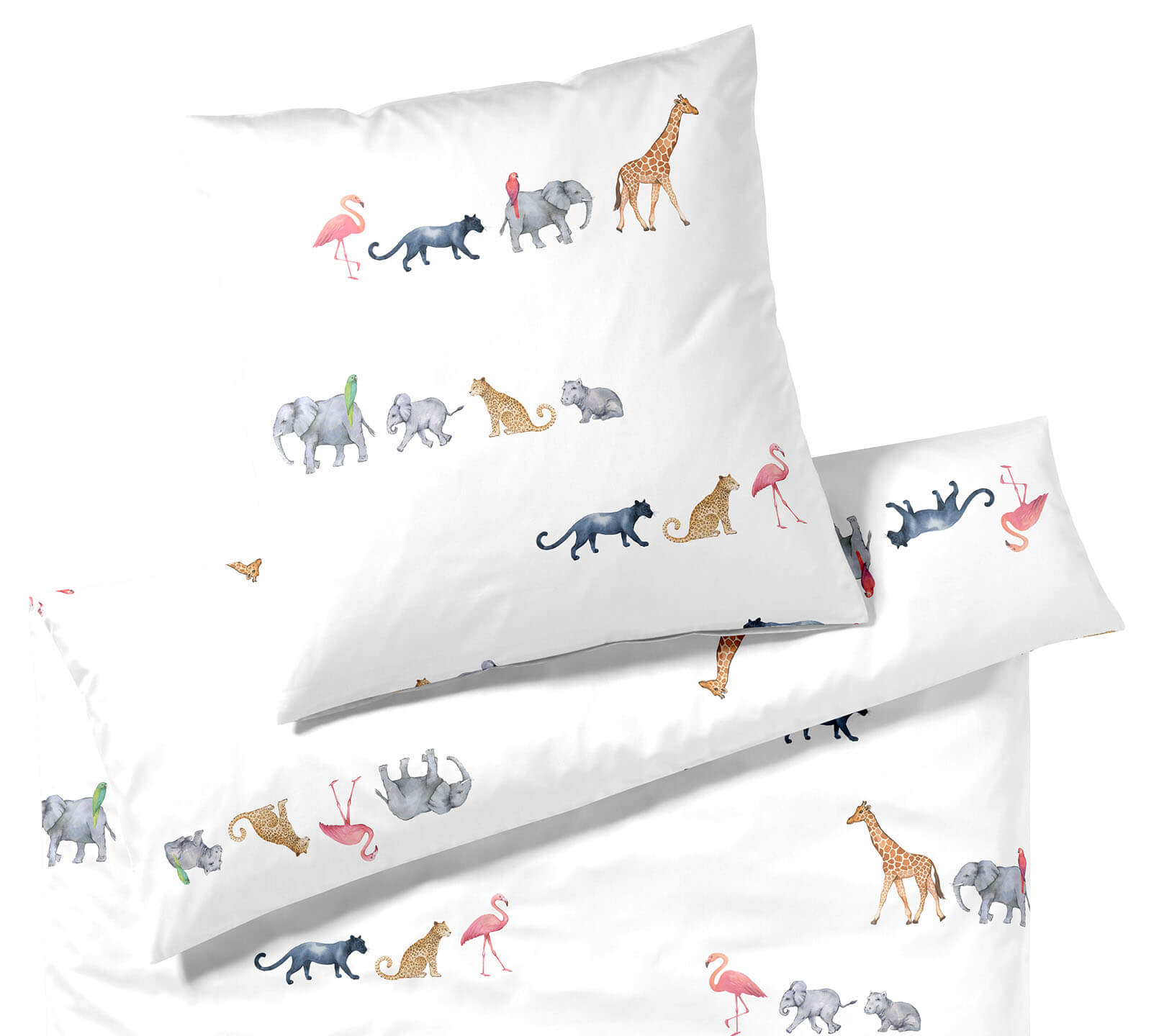 Seiden Satin Bettwäsche Parade in Weiß Tiermotive Freisteller #farbe_Parade Weiß