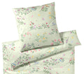 Seiden Satin Bettwäsche Songbird in Pistaziengrün Blumen und Vogelmotiv Freisteller #farbe_Pistaziengrün