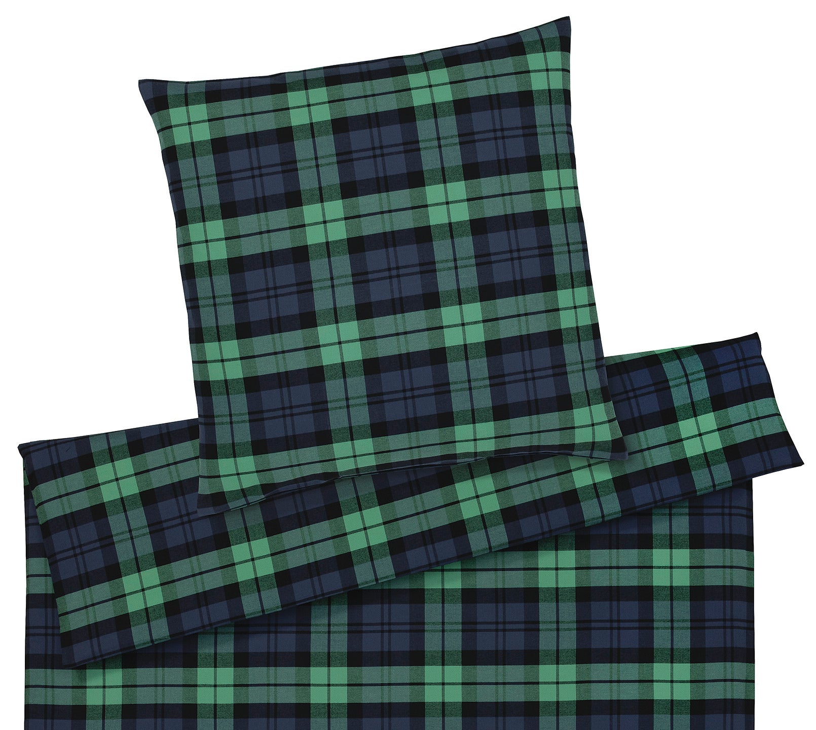 Soft Flanell Bettwäsche Sheffield in Grün Freisteller #farbe_Sheffield Flaschen-Grün