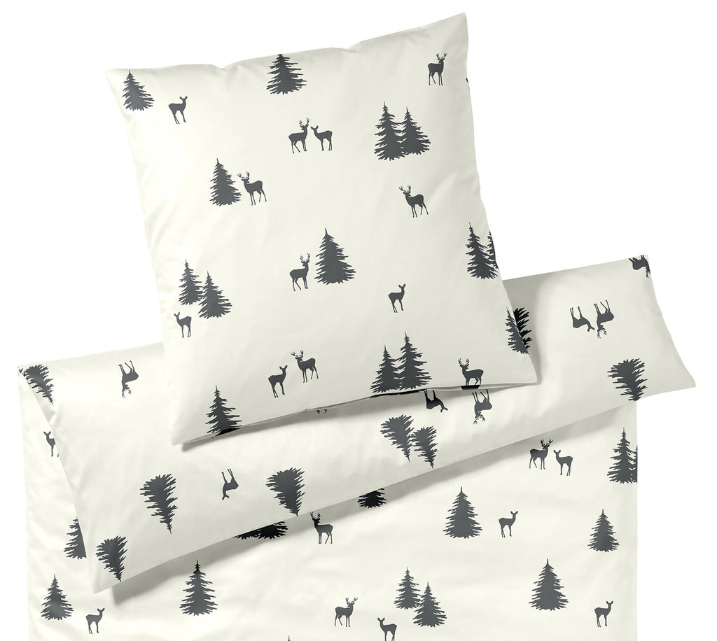 Softflanell Bettwäsche Alpin in Anthra Tannenmotiv Freisteller #farbe_Anthra