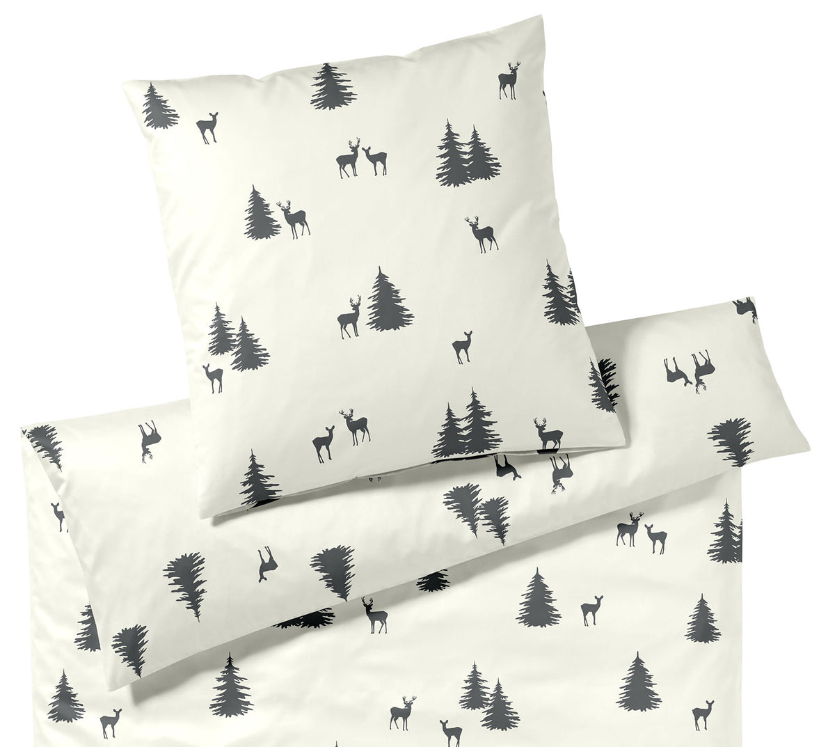 Softflanell Bettwäsche Alpin in Anthra Tannenmotiv Freisteller #farbe_Anthra