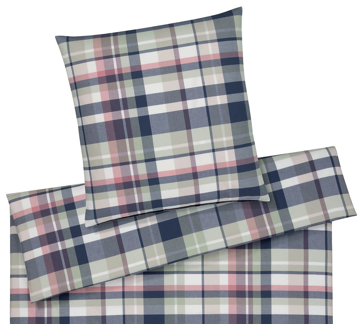 Softflanell Bettwäsche Darcy in Pistazie Karo Freisteller #farbe_Pistazie
