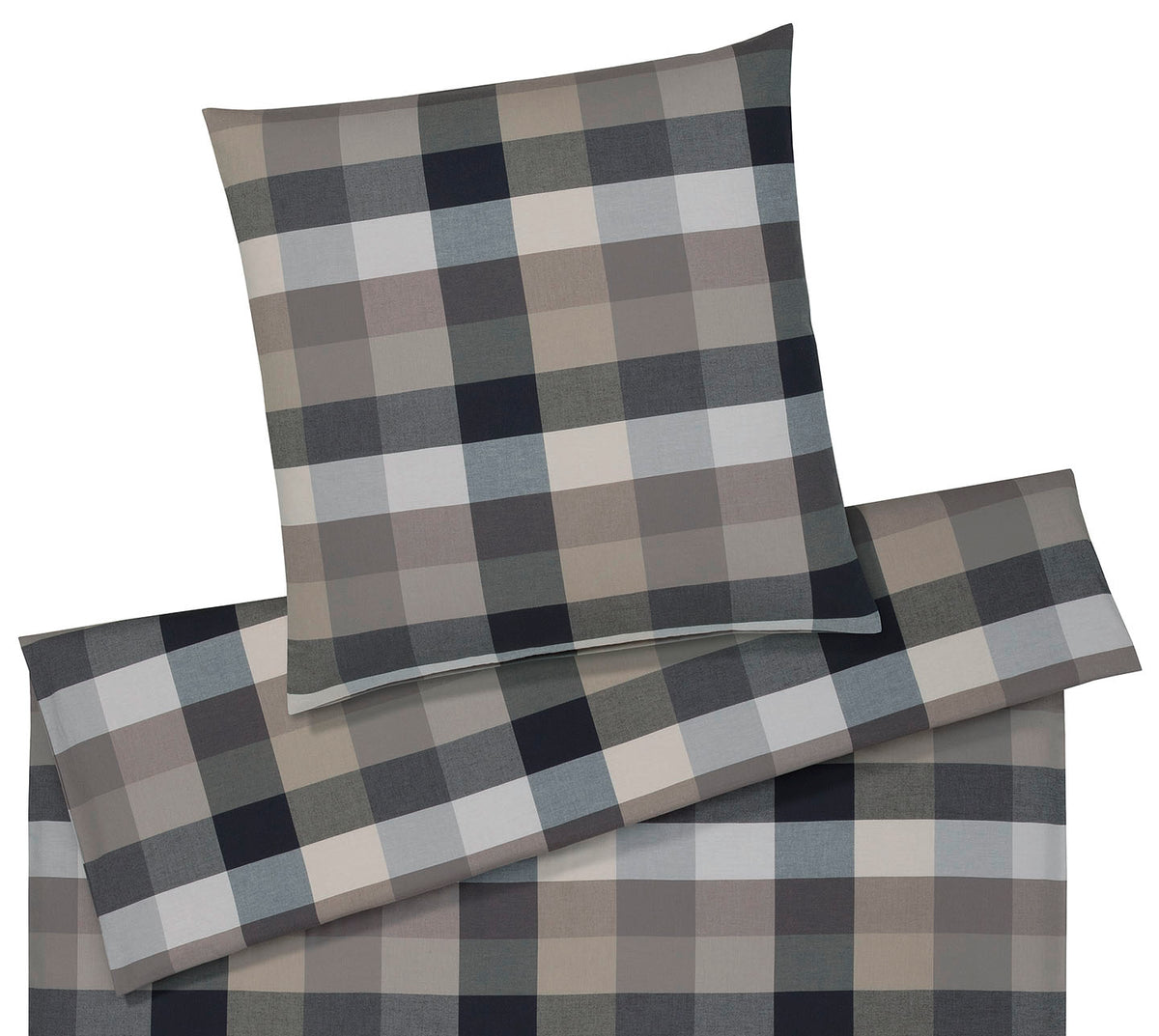 Softflanell Bettwäsche Hamilton in Kiesel Karo Freisteller #farbe_Hamilton Kiesel