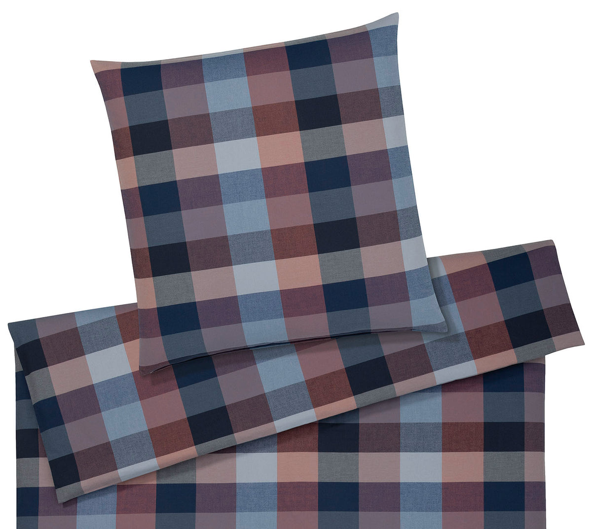 Softflanell Bettwäsche Hamilton in Mauve-Blau Karo Freisteller #farbe_Mauve-Blau