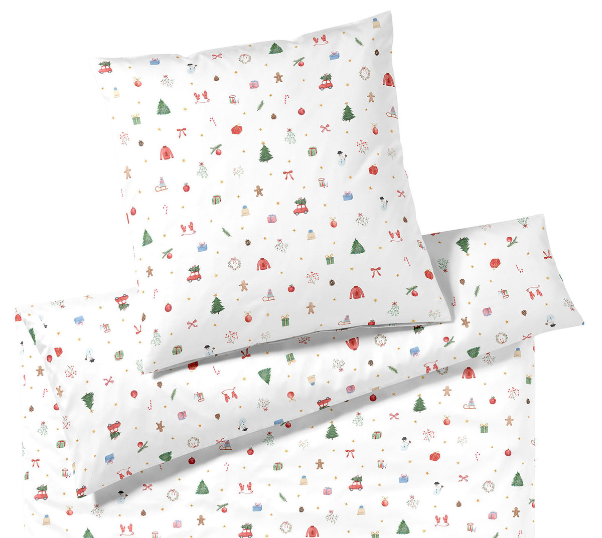 Softflanell Bettwäsche Joyful in Weiß Weihnachtsmotive Detail #farbe_Weiß