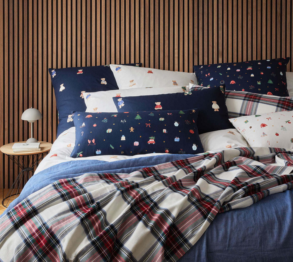 Softflanell Bettwäsche Teddy in Dunkelblau Teddymotive Mustermix #farbe_Dunkelblau