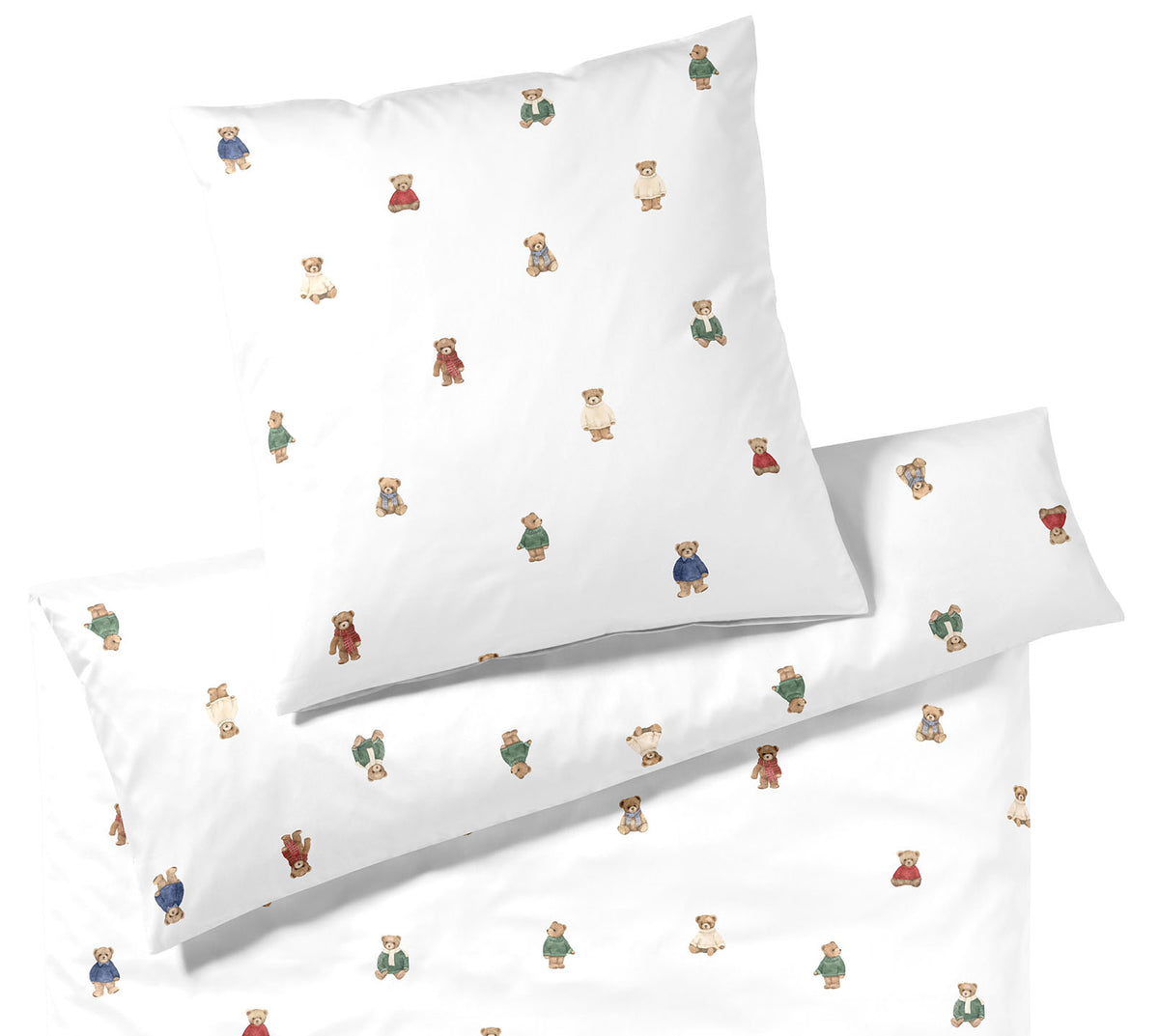 Softflanell Bettwäsche Teddy in Weiß Teddymotive Freisteller #farbe_Weiß