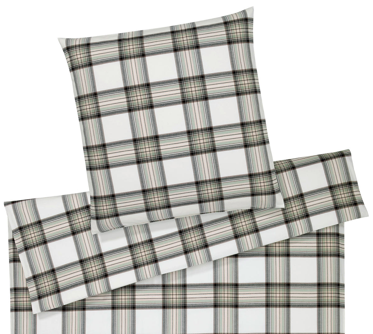 Softflanell Bettwäsche Westminster in Tannengrün Karo Freisteller #farbe_Tannengrün