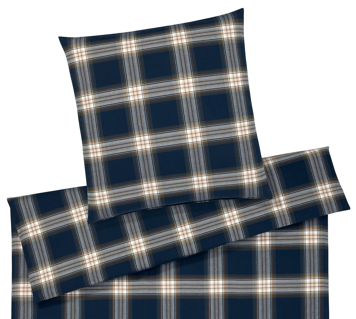 Softflanell Bettwäsche Westminster in Blau Karo Freisteller #farbe_Westminster Blau