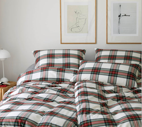 Softflanell Bettwäsche Westminster Wine in Karo Schlafzimmer #farbe_Wine