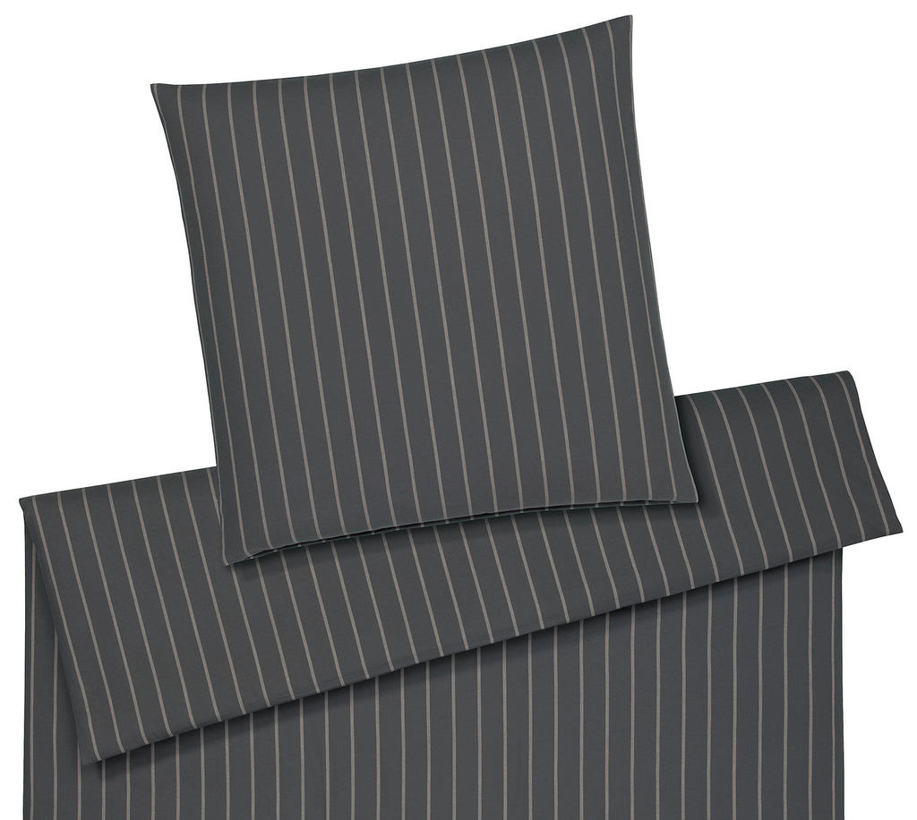 Softflanell Bettwäsche Winston in Anthra Streifen Freisteller #farbe_Anthra