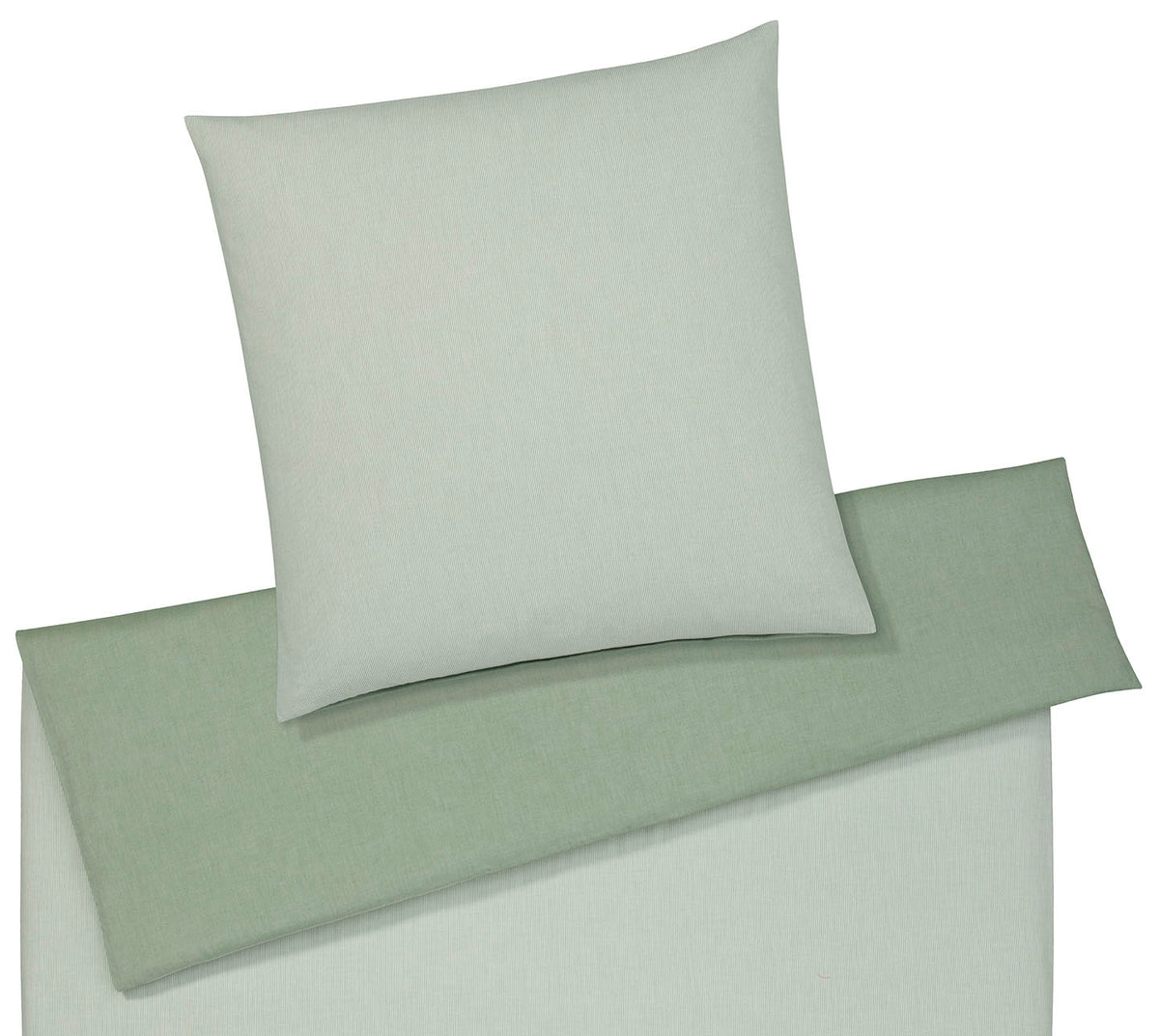 Softflanell Wende Bettwäsche Tender Tannengrün in Uni Streifen Freisteller #farbe_Tannengrün