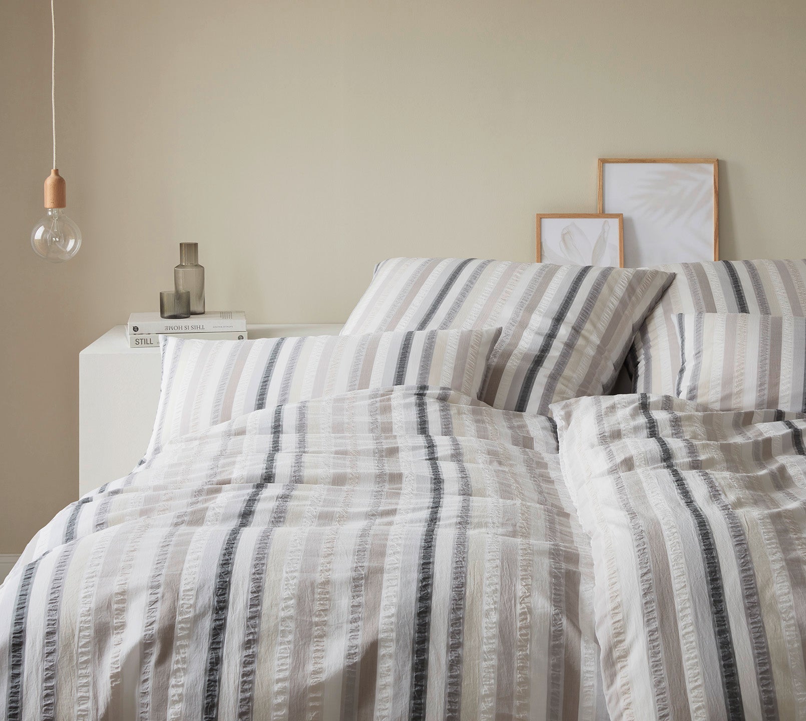 Web-Seersucker Bettwäsche Julia in Multi Natur Streifen Schlafzimmer #farbe_Julia Multi-Natur