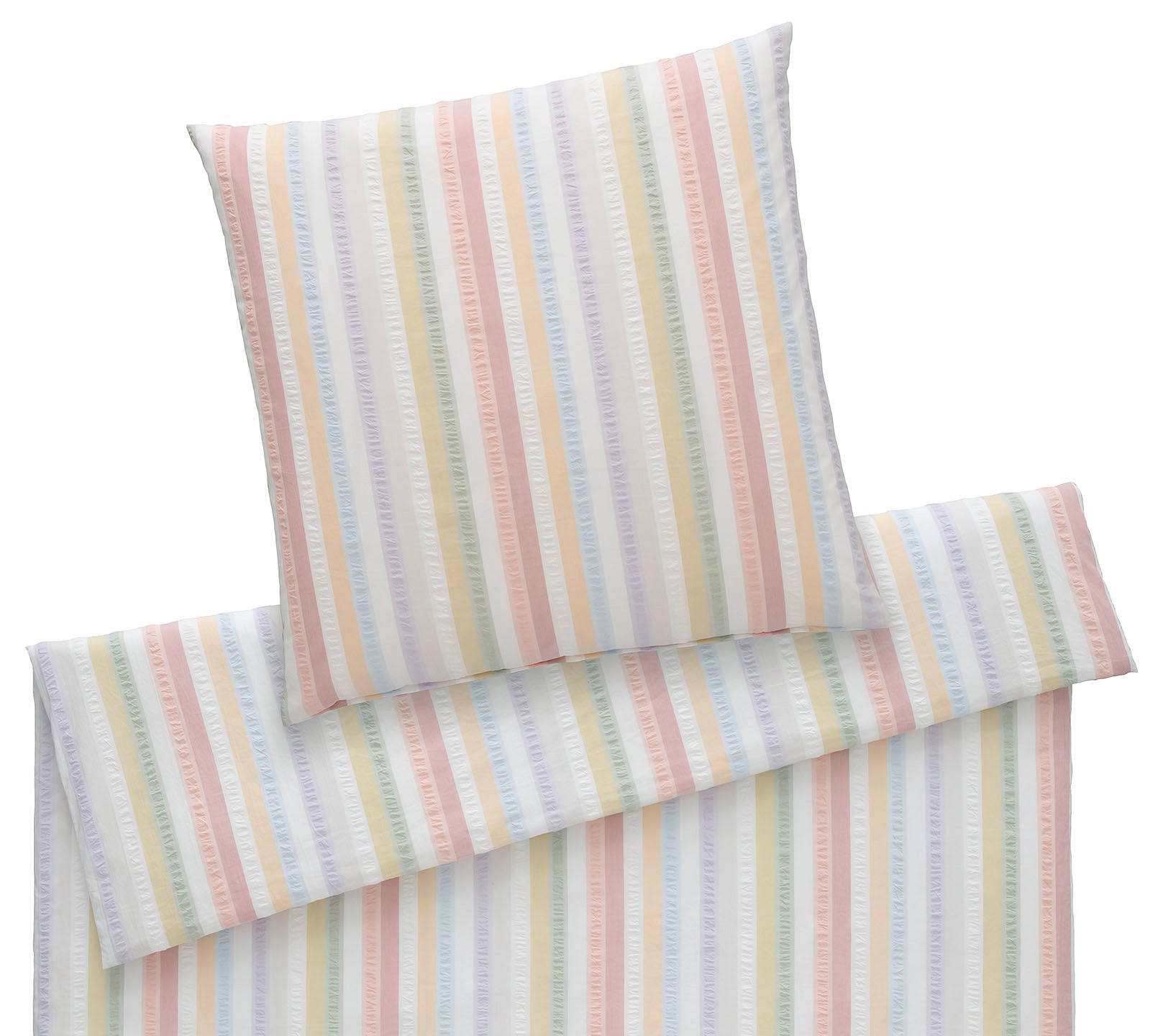 Web-Seersucker Bettwäsche Julia in Multi Pastell Streifen Freisteller #farbe_Julia Multi-Pastell