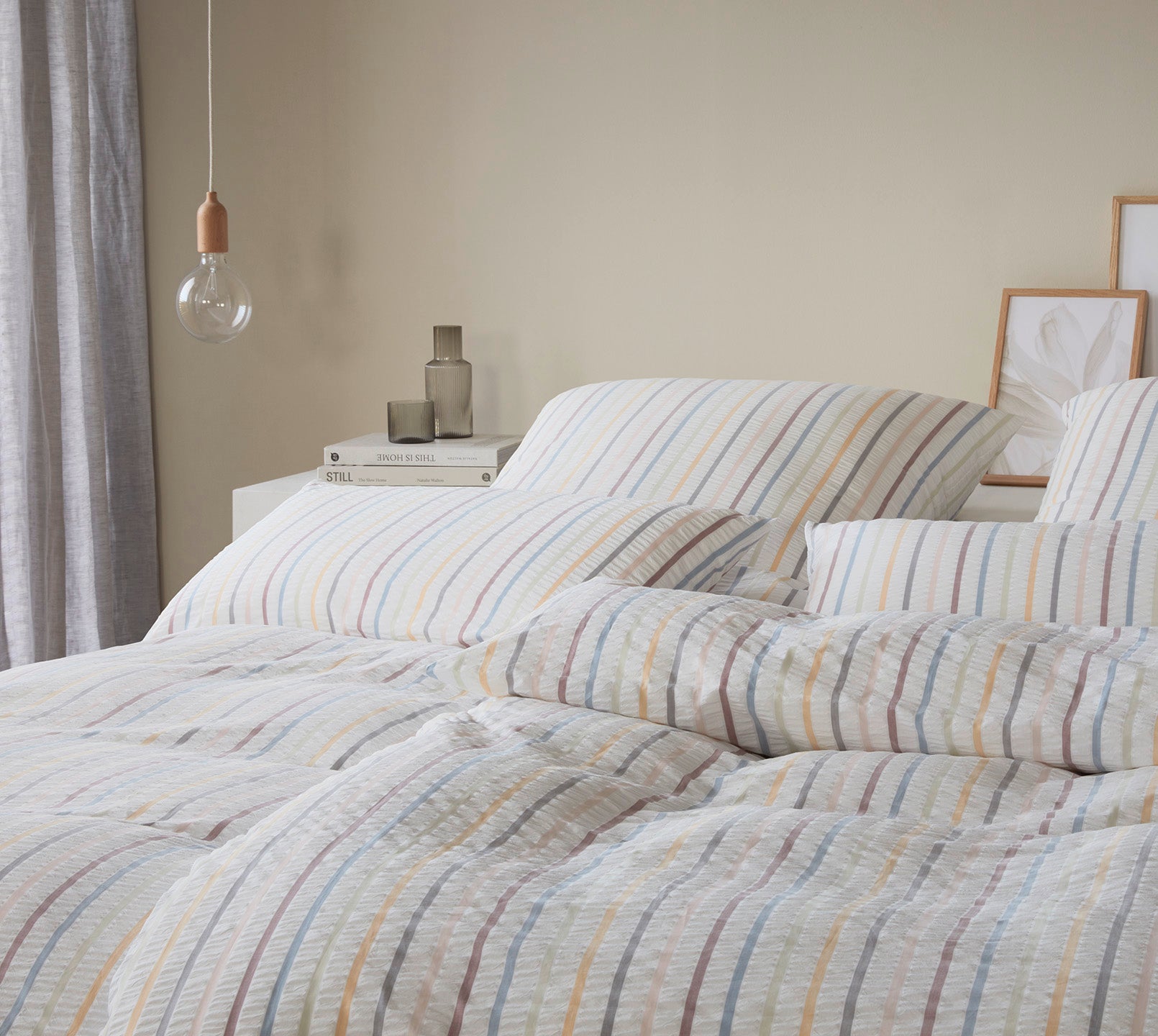 Web-Seersucker Bettwäsche Paula in Multi-Blau Streifen Schlafzimmer #farbe_Paula Multi-Blau