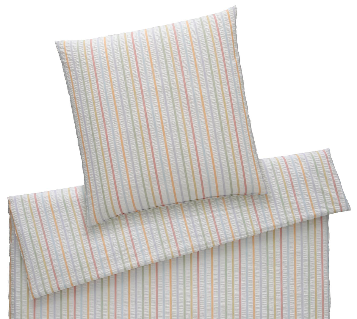 Web-Seersucker Bettwäsche Paula in Multi-Pastell Streifen Freisteller #farbe_Paula Multi-Pastell