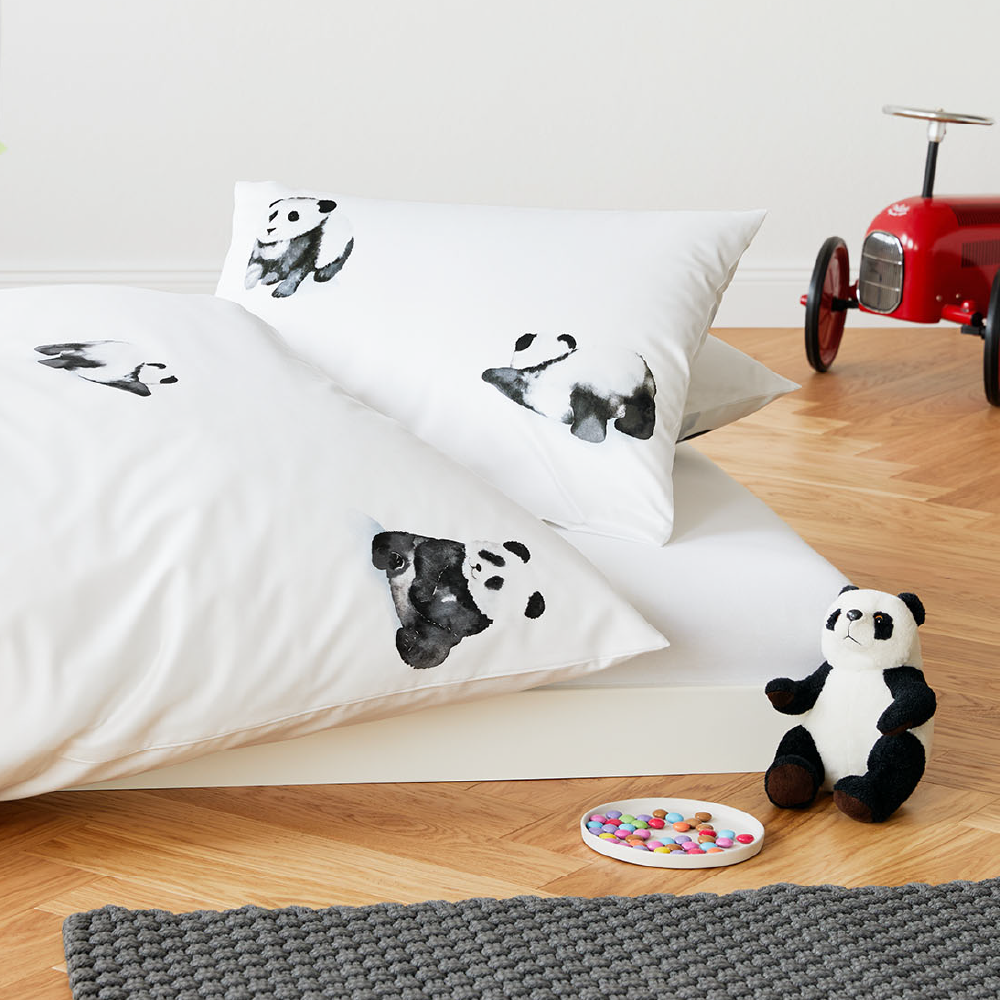 Satin Bettwäsche Pandabear Weiß Schlafzimmer Mobile Banner
