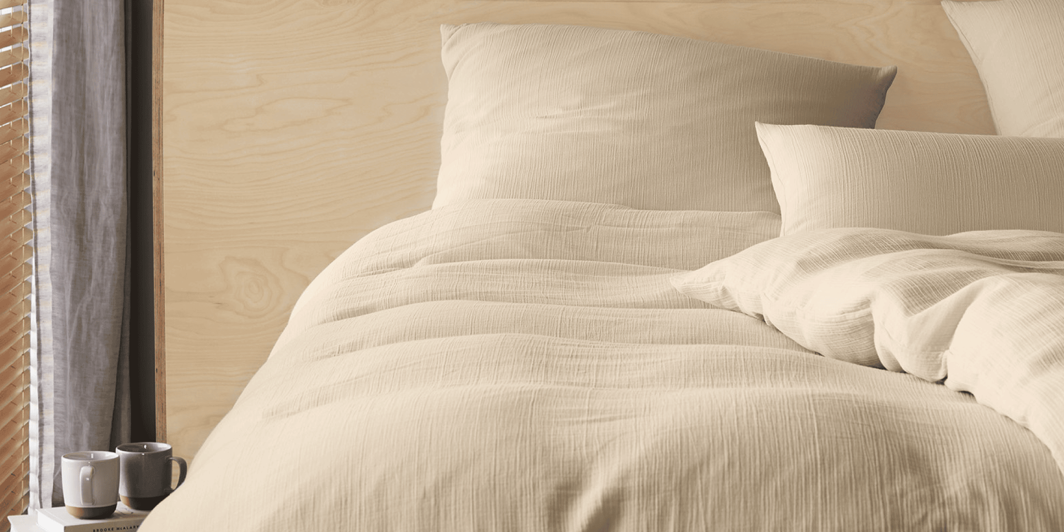 Musselin Bettwäsche Smooth Uni in Beige Schlafzimmer Desktop