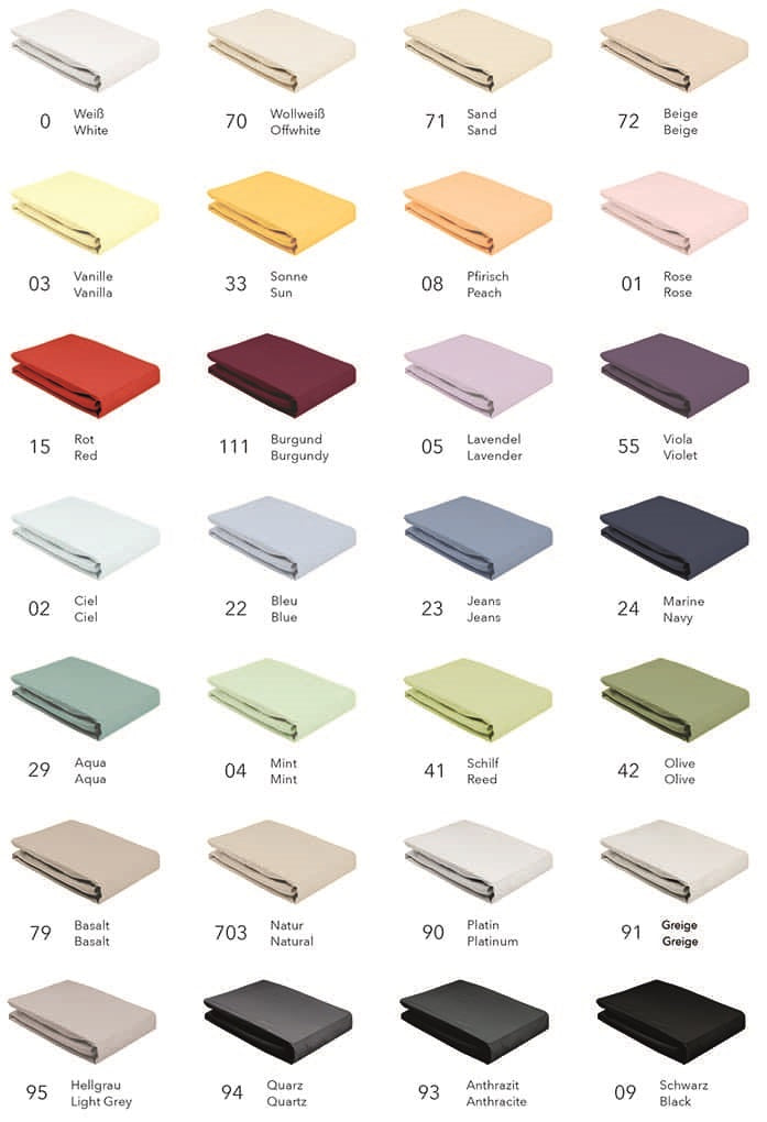 Farbübersicht Softes Jersey Spannbettlaken Onlineshop